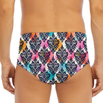 Colorful Damask Pattern Print Men's Triangle Swim Briefs
