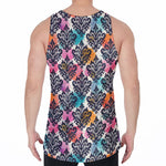 Colorful Damask Pattern Print Men's Velvet Tank Top