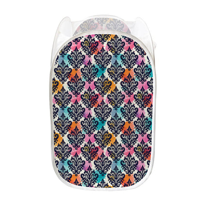 Colorful Damask Pattern Print Mesh Laundry Hamper