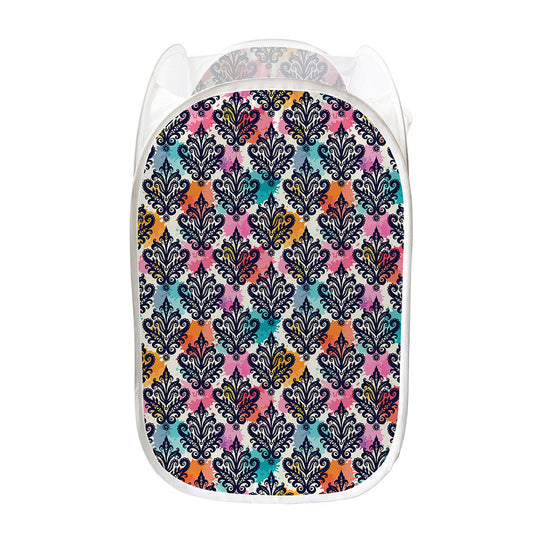 Colorful Damask Pattern Print Mesh Laundry Hamper