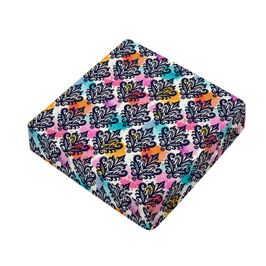 Colorful Damask Pattern Print Outdoor Seat Cushion Cover