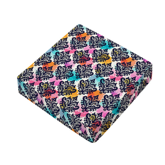 Colorful Damask Pattern Print Outdoor Seat Cushion Cover