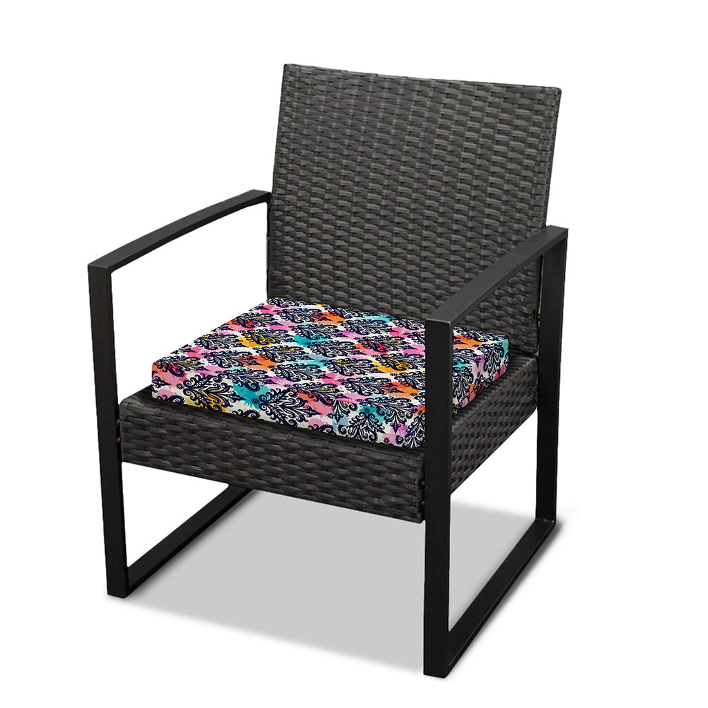 Colorful Damask Pattern Print Outdoor Seat Cushion Cover