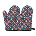Colorful Damask Pattern Print Oven Mitts