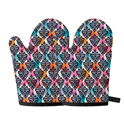 Colorful Damask Pattern Print Oven Mitts