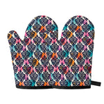Colorful Damask Pattern Print Oven Mitts