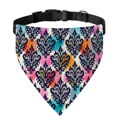 Colorful Damask Pattern Print Over The Collar Dog Bandana