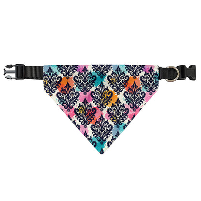 Colorful Damask Pattern Print Over The Collar Dog Bandana