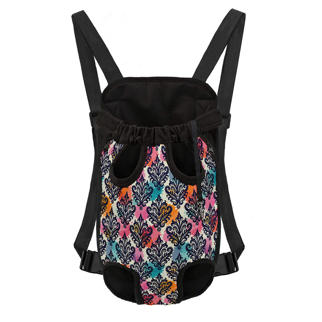 Colorful Damask Pattern Print Pet Carrier Backpack