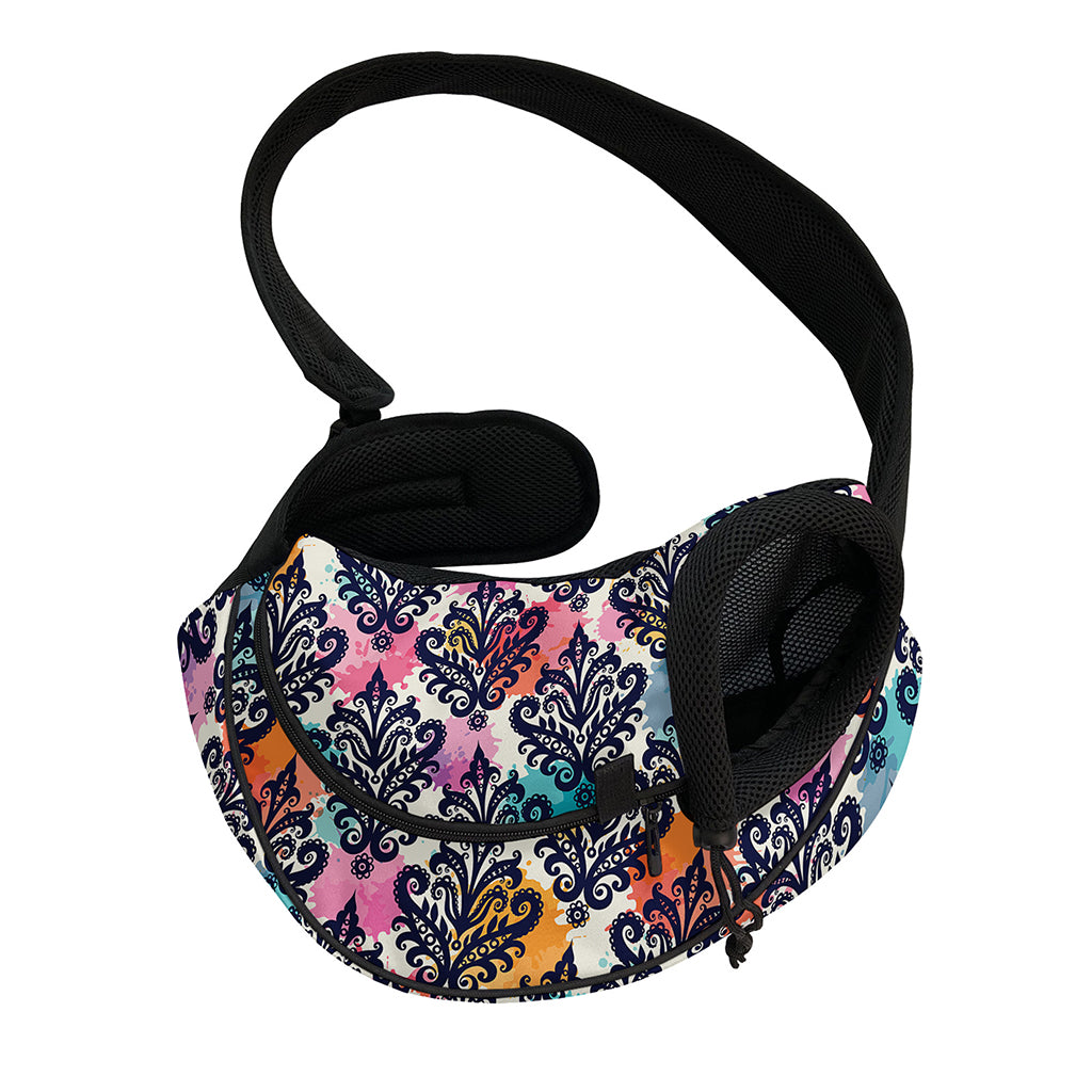Colorful Damask Pattern Print Pet Sling Carrier