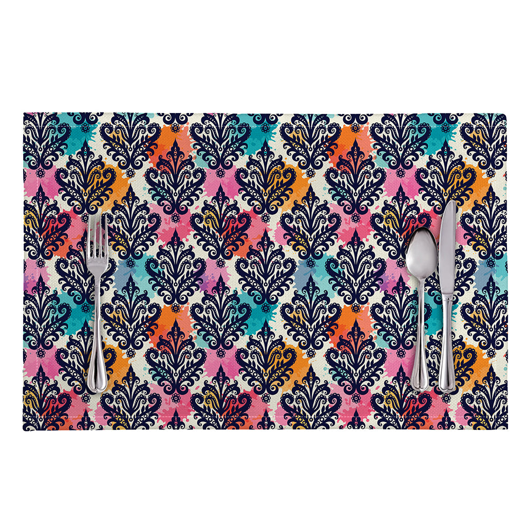 Colorful Damask Pattern Print Placemat