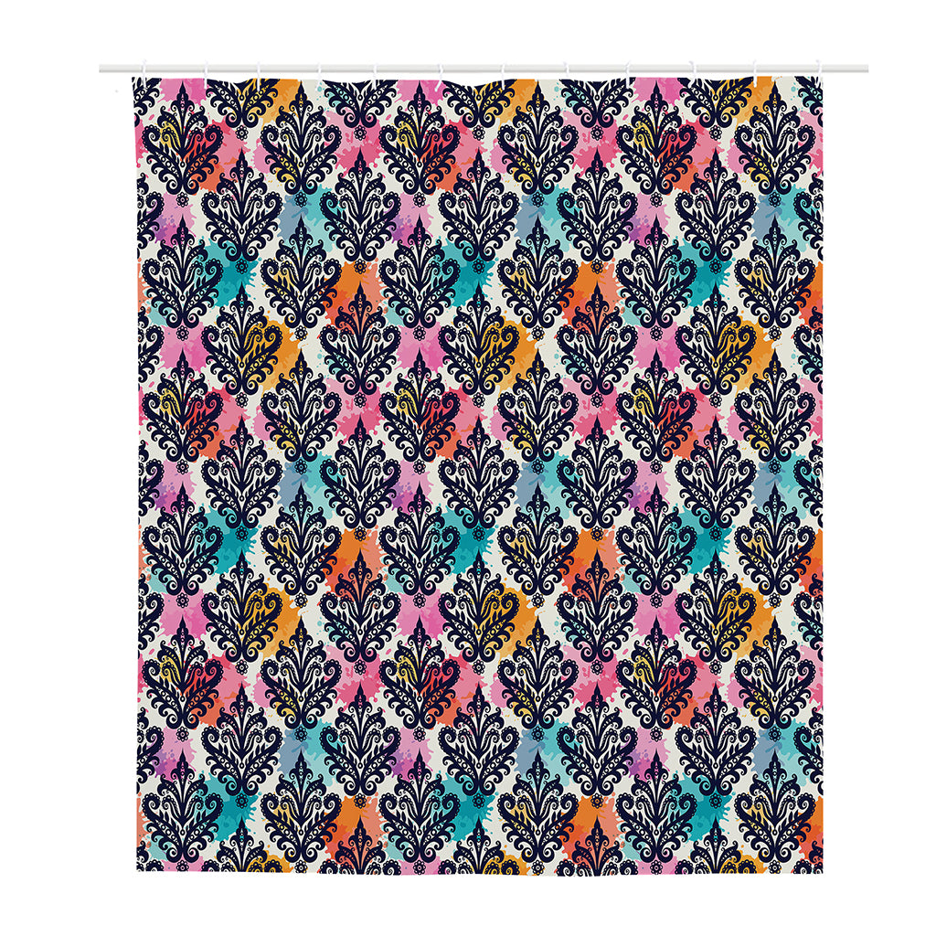 Colorful Damask Pattern Print Polyester Shower Curtain