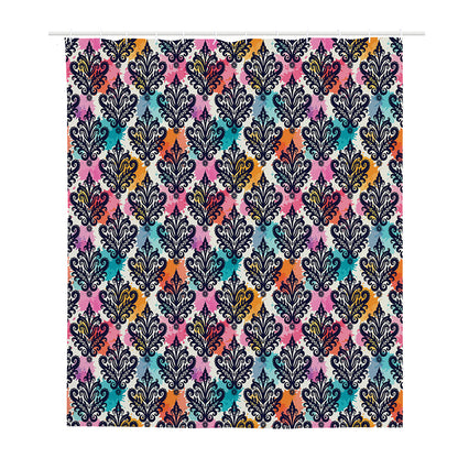 Colorful Damask Pattern Print Polyester Shower Curtain