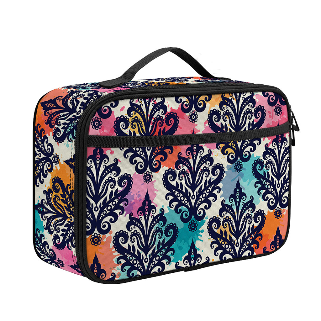 Colorful Damask Pattern Print Portable Lunch Bag