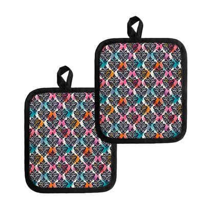 Colorful Damask Pattern Print Pot Holders