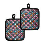 Colorful Damask Pattern Print Pot Holders