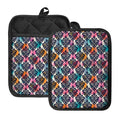 Colorful Damask Pattern Print Pot Holders With Pocket