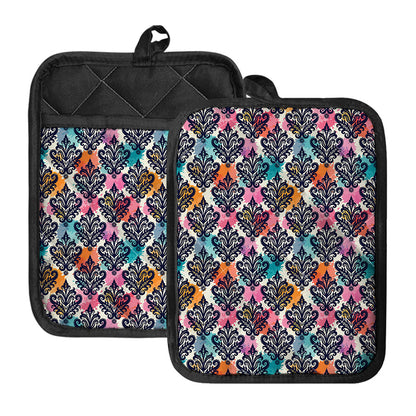 Colorful Damask Pattern Print Pot Holders With Pocket
