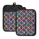 Colorful Damask Pattern Print Pot Holders With Pocket