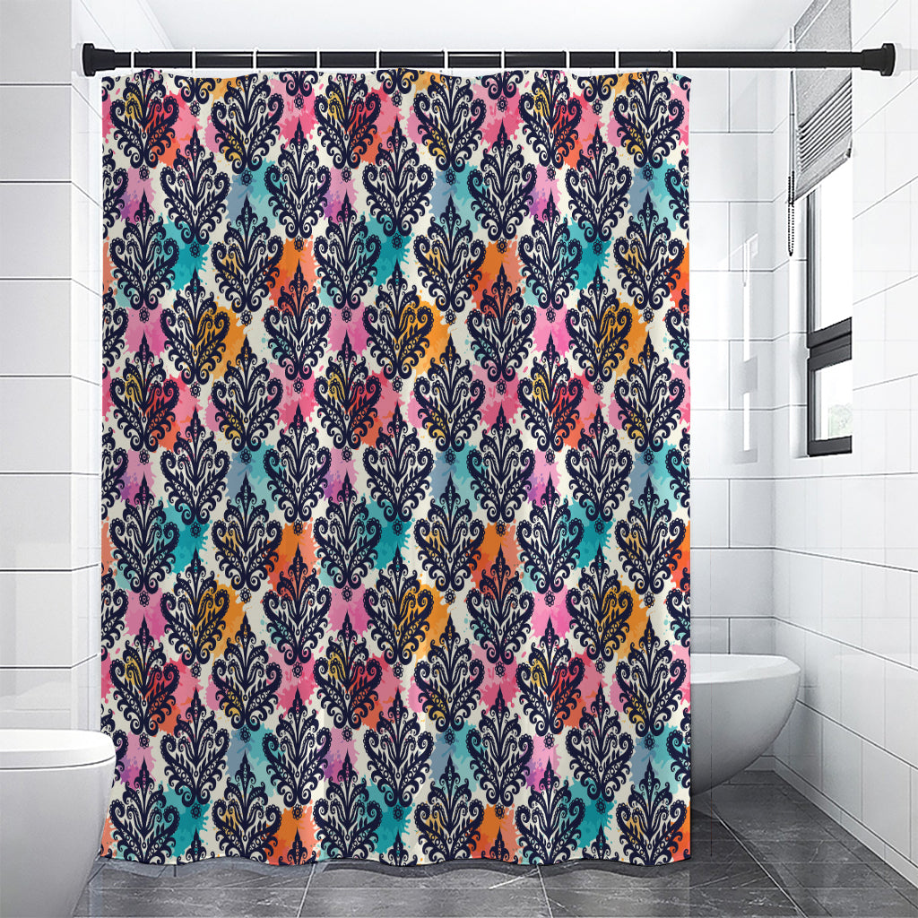 Colorful Damask Pattern Print Premium Shower Curtain