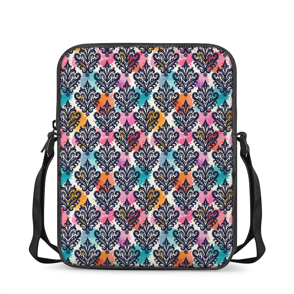 Colorful Damask Pattern Print Rectangular Crossbody Bag