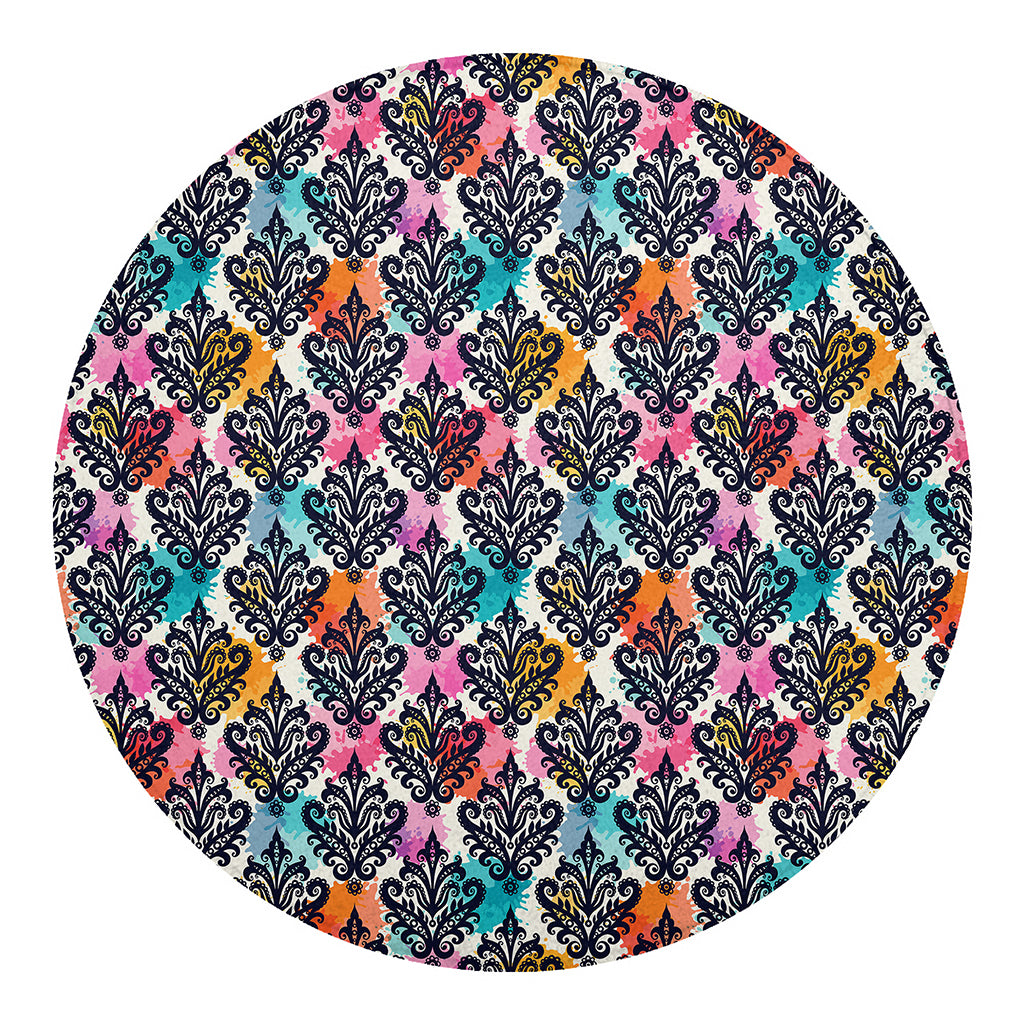 Colorful Damask Pattern Print Round Blanket