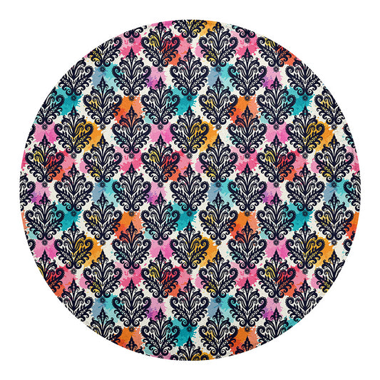 Colorful Damask Pattern Print Round Blanket