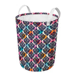 Colorful Damask Pattern Print Round Laundry Basket