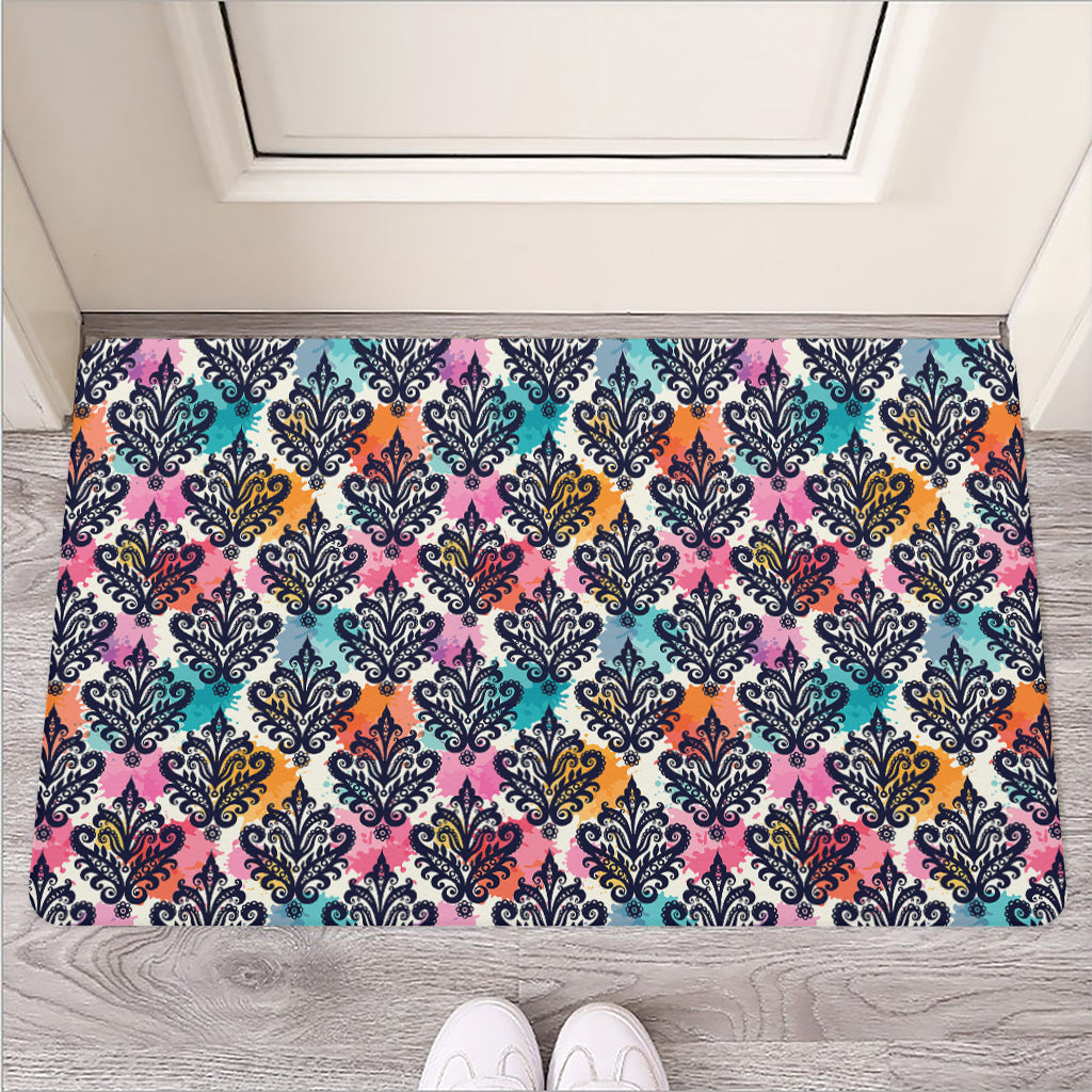 Colorful Damask Pattern Print Rubber Doormat