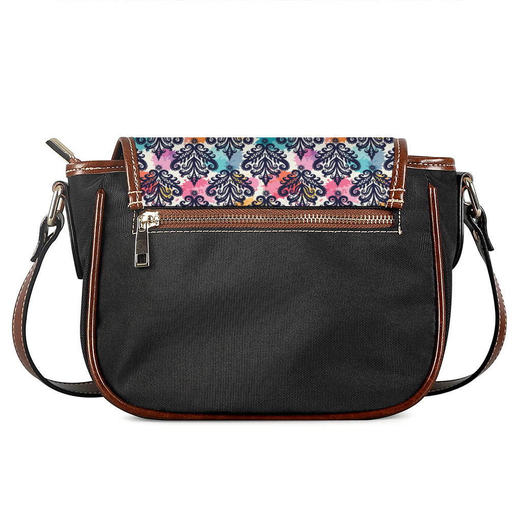Colorful Damask Pattern Print Saddle Bag