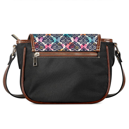 Colorful Damask Pattern Print Saddle Bag