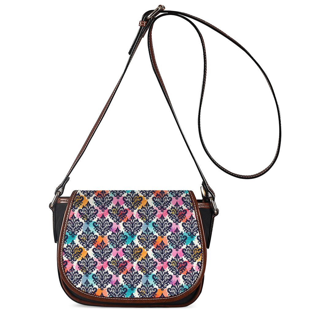 Colorful Damask Pattern Print Saddle Bag