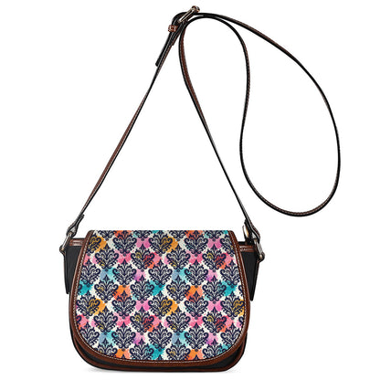 Colorful Damask Pattern Print Saddle Bag