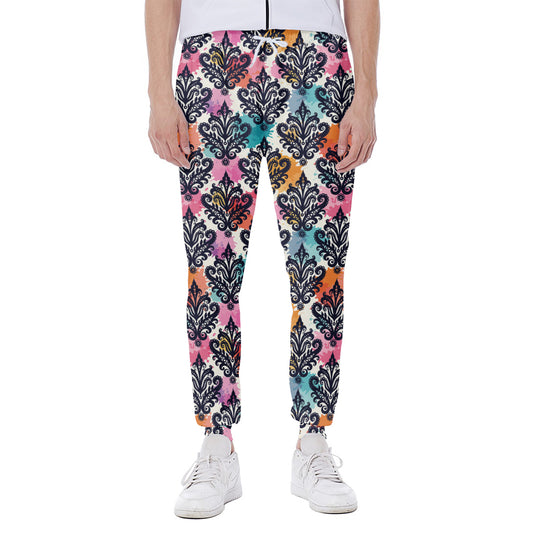 Colorful Damask Pattern Print Scuba Joggers