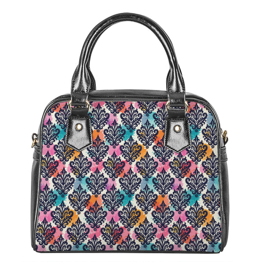 Colorful Damask Pattern Print Shoulder Handbag