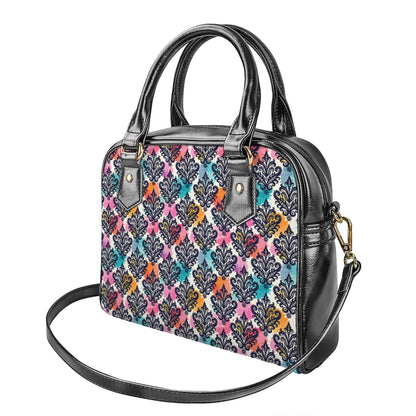Colorful Damask Pattern Print Shoulder Handbag