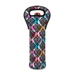 Colorful Damask Pattern Print Single Neoprene Wine Tote
