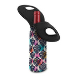 Colorful Damask Pattern Print Single Neoprene Wine Tote