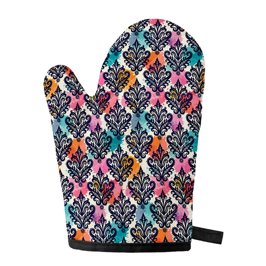 Colorful Damask Pattern Print Single Oven Mitt