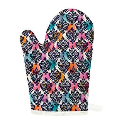 Colorful Damask Pattern Print Single Oven Mitt