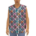 Colorful Damask Pattern Print Sleeveless Baseball Jersey