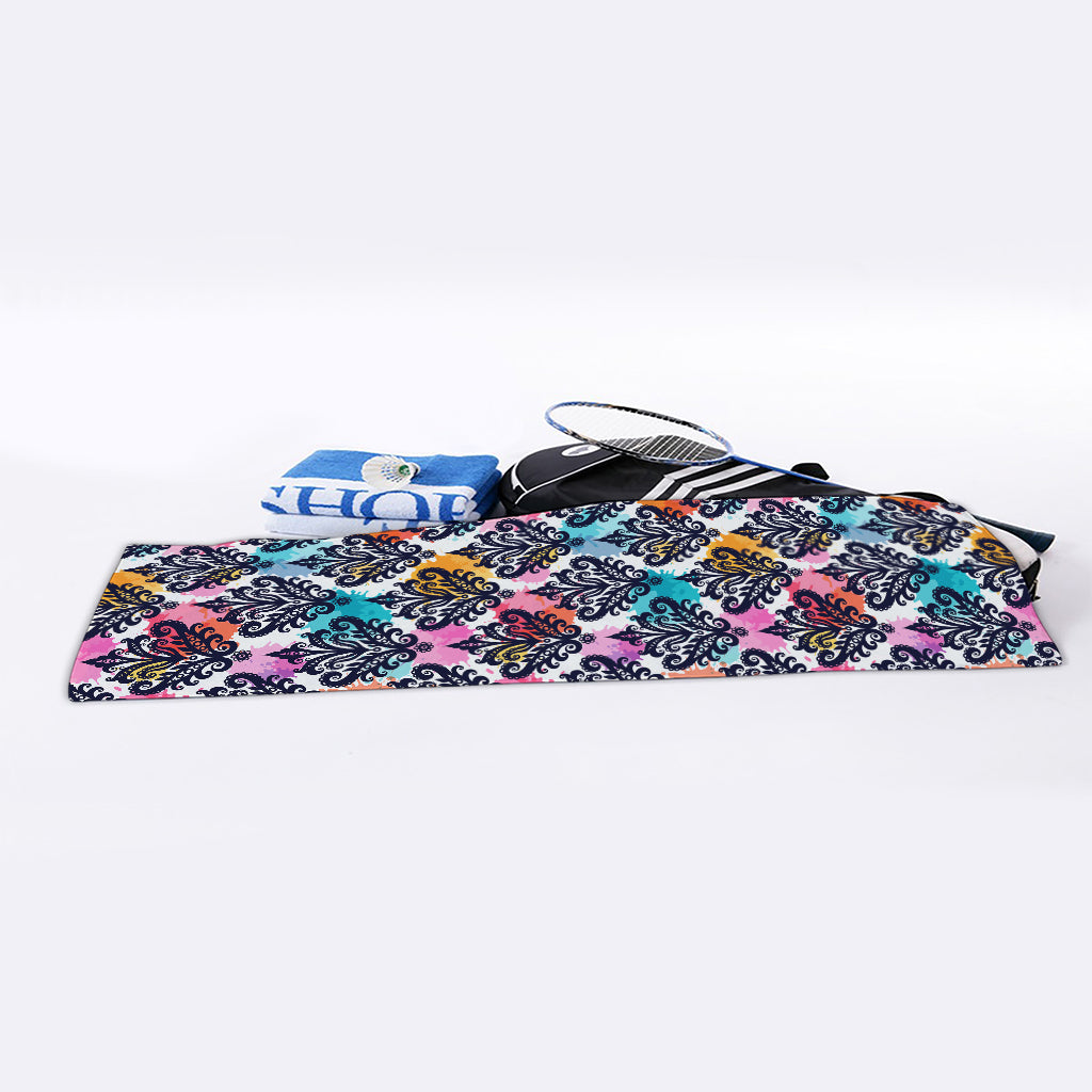 Colorful Damask Pattern Print Sports Towel