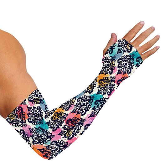 Colorful Damask Pattern Print Sun Protection Arm Sleeves