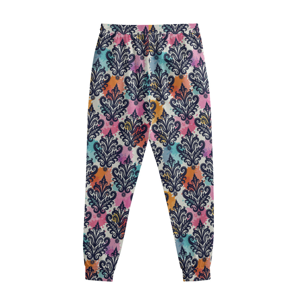 Colorful Damask Pattern Print Sweatpants