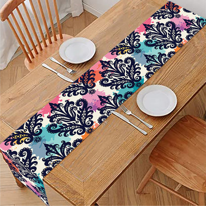 Colorful Damask Pattern Print Table Runner