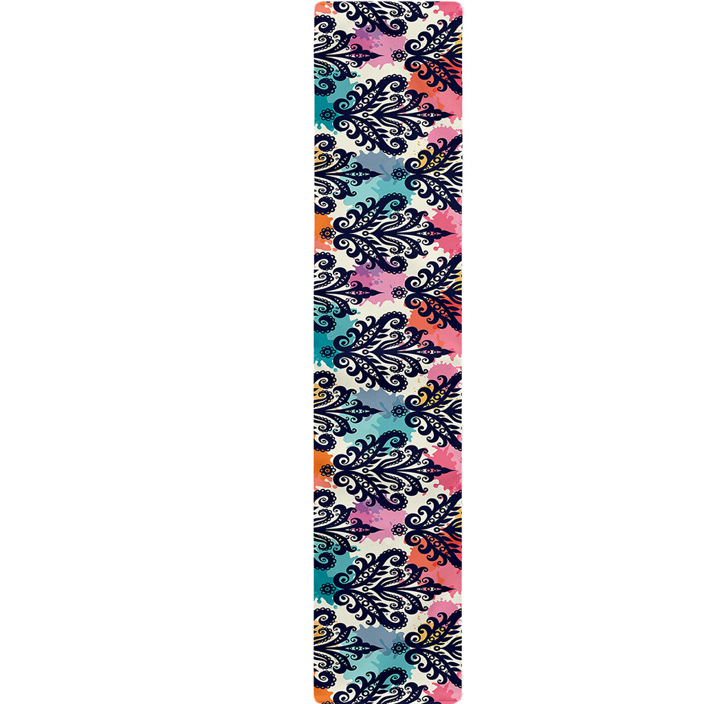 Colorful Damask Pattern Print Table Runner