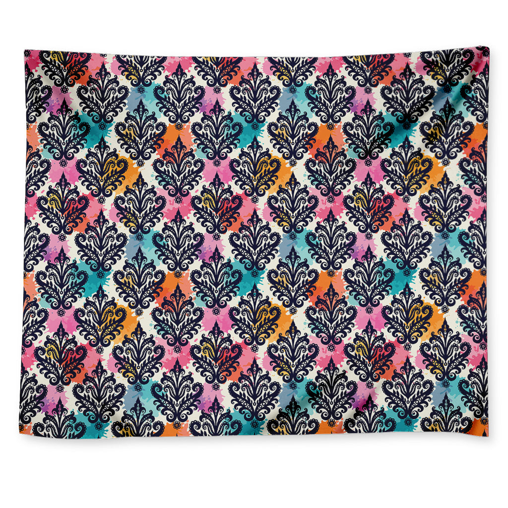 Colorful Damask Pattern Print Tapestry