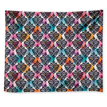 Colorful Damask Pattern Print Tapestry