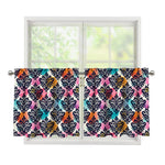 Colorful Damask Pattern Print Tier Curtains