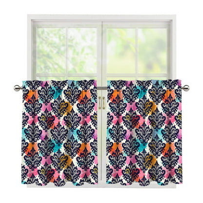 Colorful Damask Pattern Print Tier Curtains